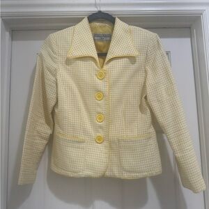 Vintage Jessica Howard Yellow Polka Dot Blazer with Contrast Piping